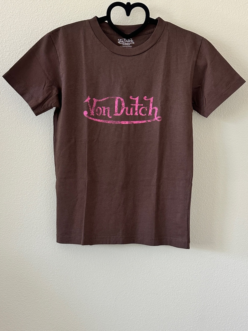 Von Dutch NWOT Brown Pink Graphic Retro Short Sleeve Cotton Tee Size S